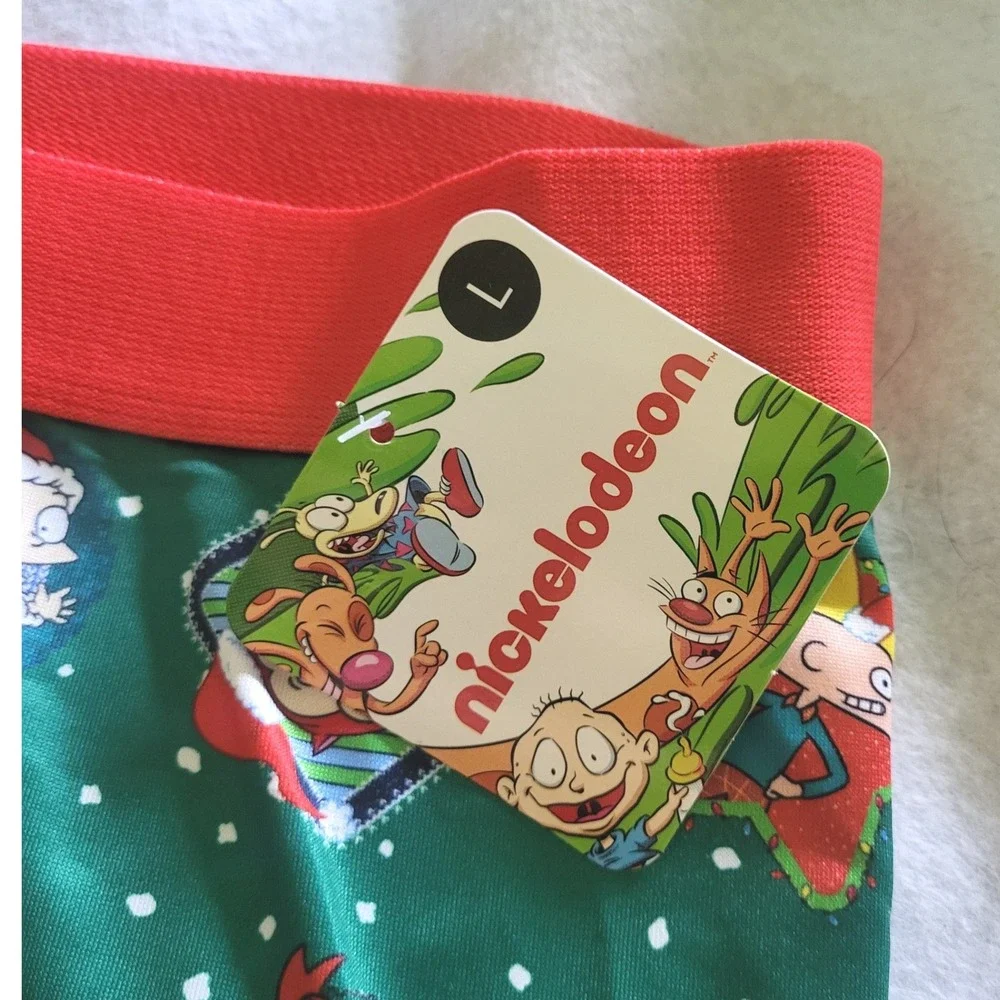 Nickelodeon Mens 90s Cartoons Christmas Boxer Briefs New Green Red Rugrats Large